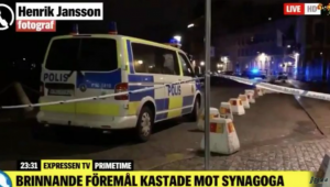 Brandbommen op synagoge van Göteborg