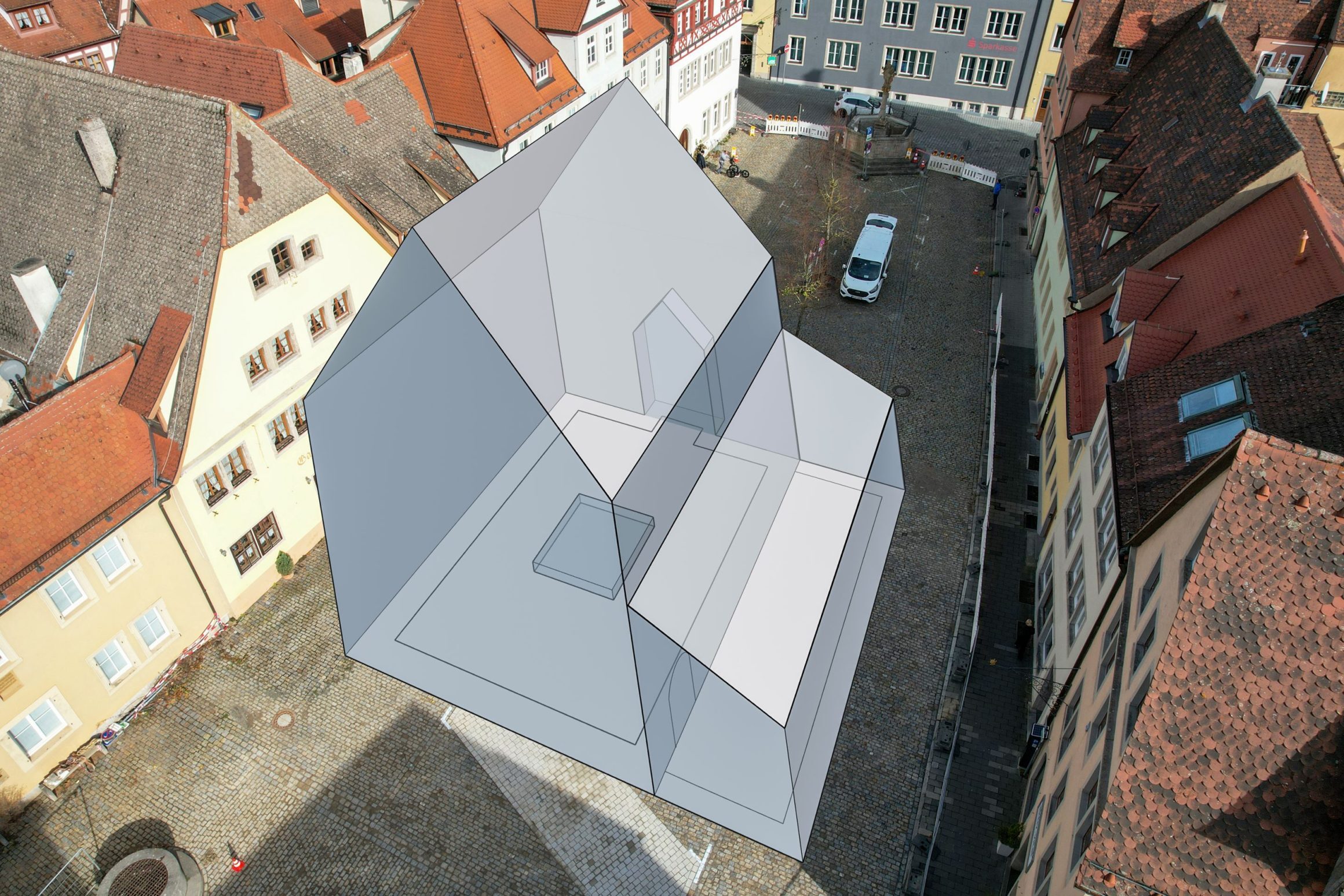 Synagoge Rothenburg ontdekt (beeld: Foto: © Grafisch ontwerp: Roland Linck (BLfD), Dronefoto: Gemeente Rothenburg)