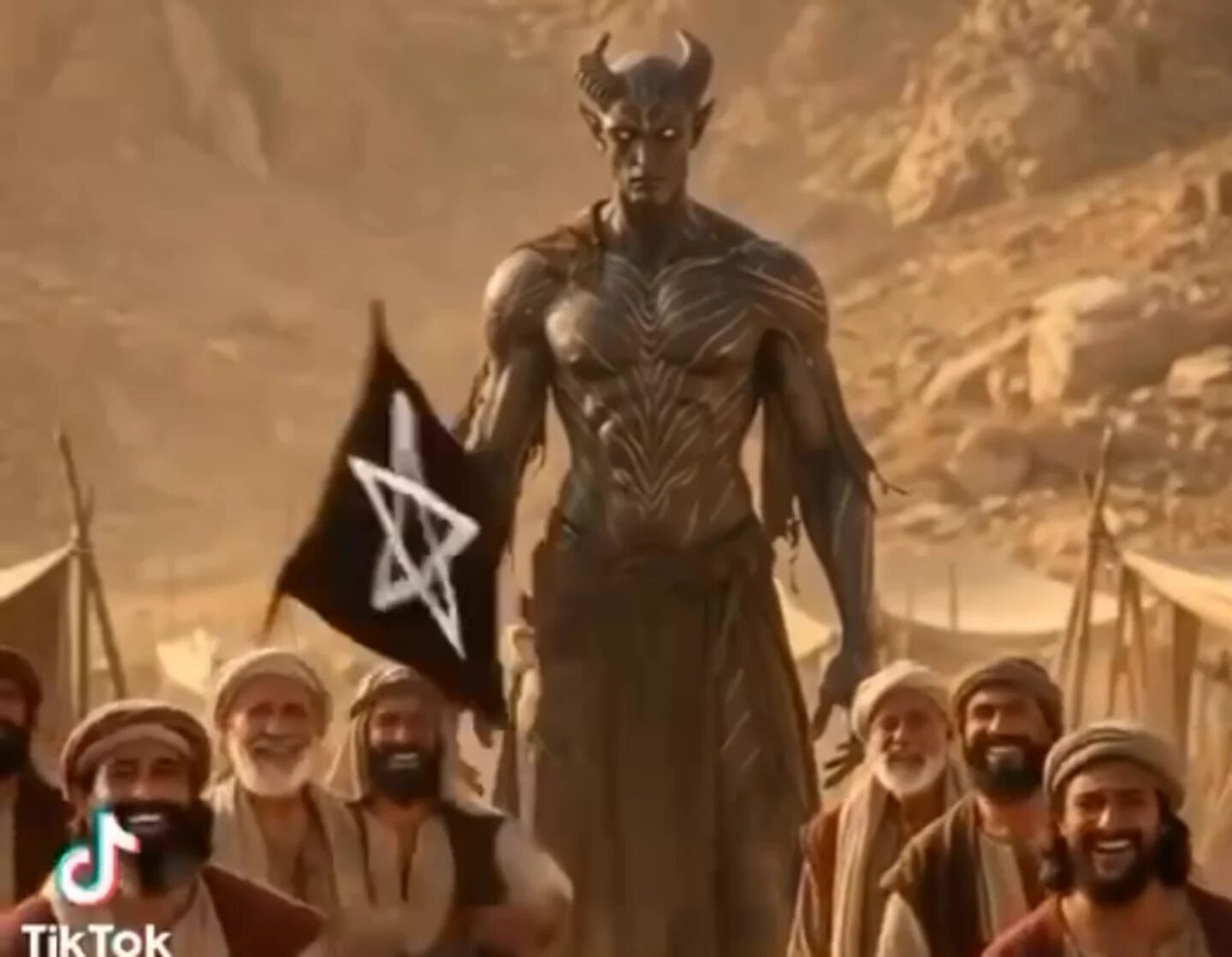 Beeld uit antisemitische AI-video (beeld: TikTok)