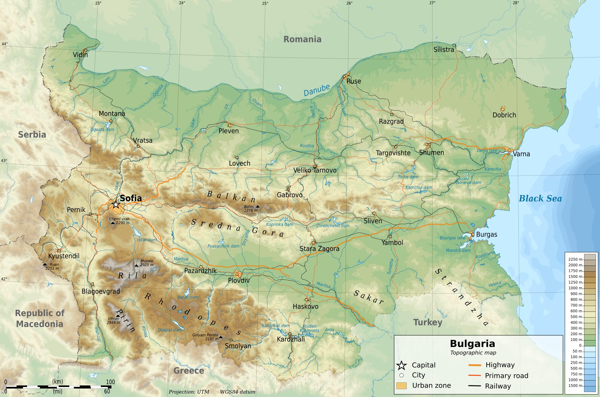 Kaart van Bulgarije (beeld: Ikonact, wikipedia commons, CC BY-SA 3.0)