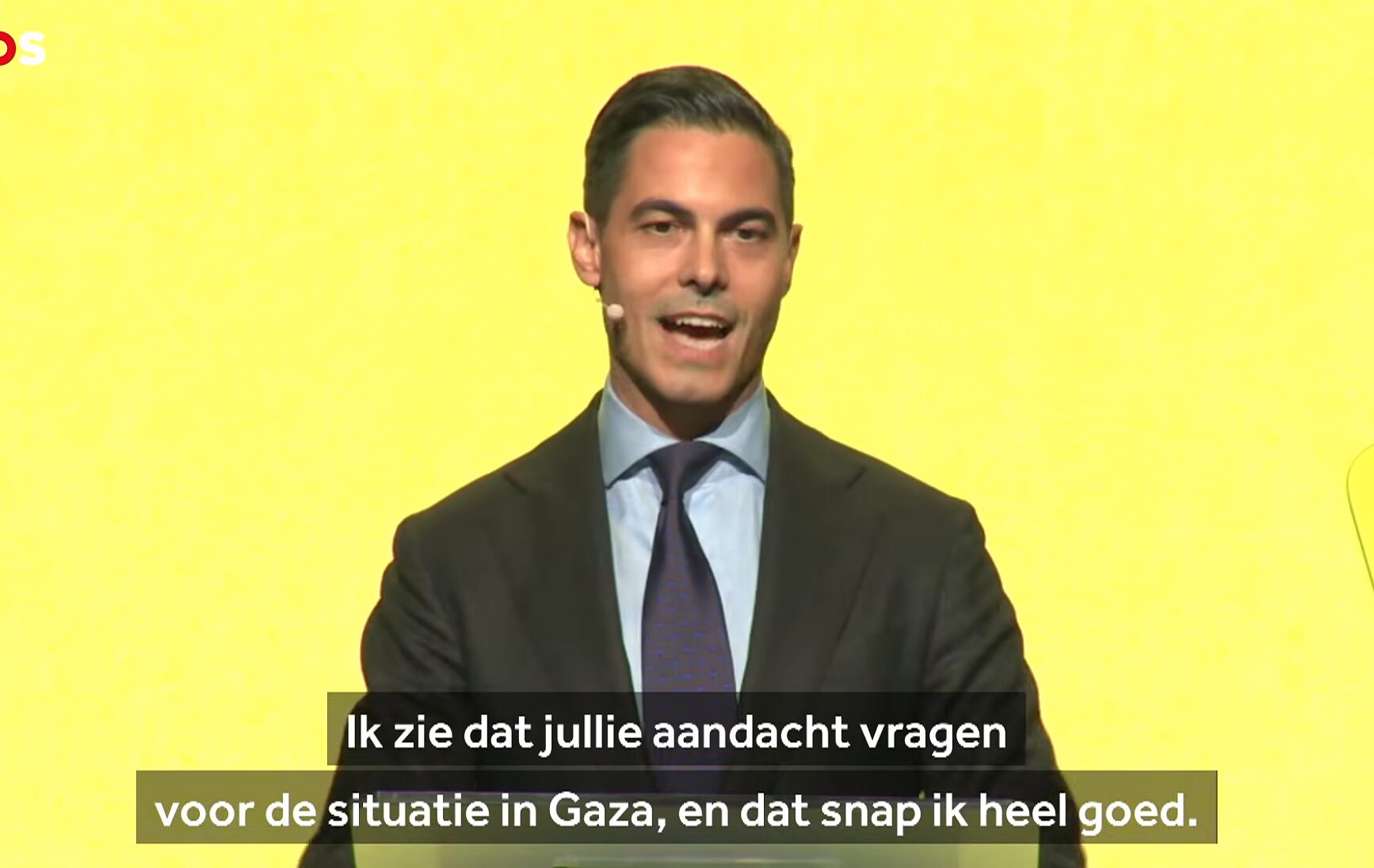 Jetten begripvol voor anti-Israël-activisten die congres verstoren, 2026 (beeld: D66, YouTube)