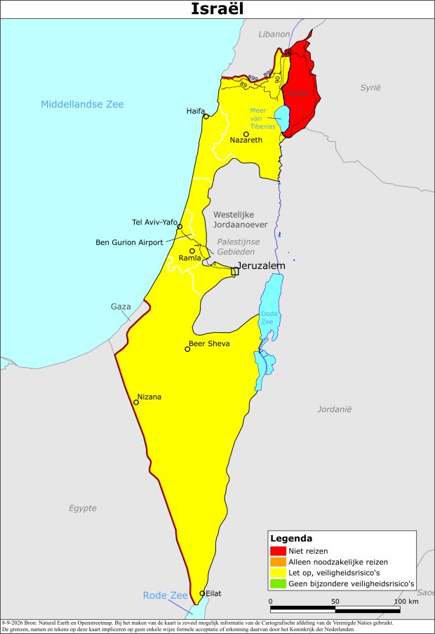Reisadvies Israël 8 september 2026 (ministerie van Buitenlandse Zaken)