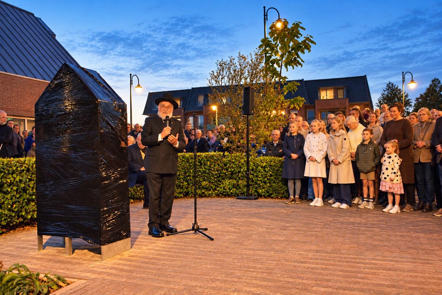 Opperrabbijn Jacobs bij onthulling monument in Staphorst, 2026 (beeld: Whatsapp)